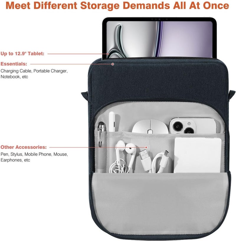 Dadanism 13 Inch Tablet Sleeve Shoulder Bag with Handle for iPad Pro 13" M4 2024, iPad Air 13", iPad Pro 12.9", Galaxy Tab S10+ Plus/S9 FE+/S9+ Plus 12.4", reMarkable Paper Pro 11.8", Indigo - Image 3